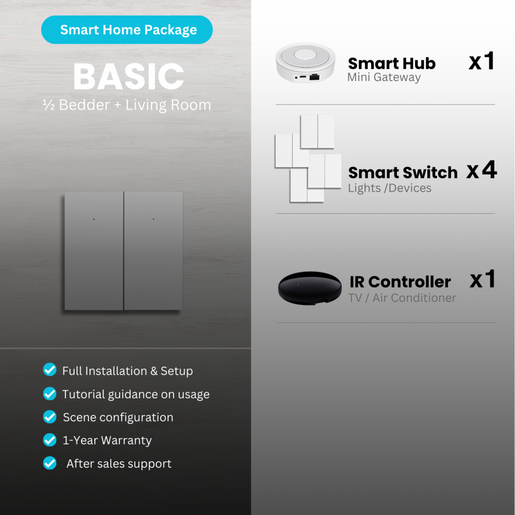 Smart Home Basic Package Components - Smart Hub, Smart Switches, IR Controller